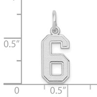 14K White Gold Small Satin Number 6 Charm view 3
