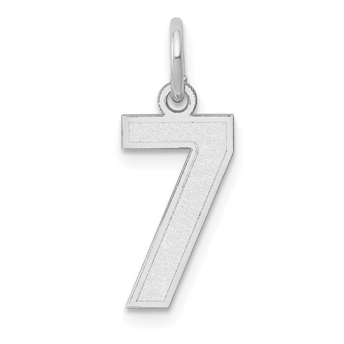 14K White Gold Small Satin Number 7 Charm