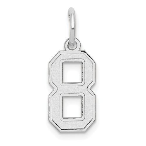 14K White Gold Small Satin Number 8 Charm
