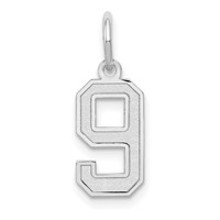14K White Gold Small Satin Number 9 Charm view 1