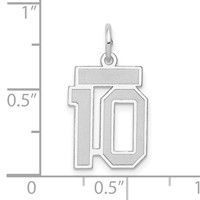 14K White Gold Small Satin Number 10 Charm view 4