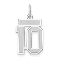 14K White Gold Small Satin Number 10 Charm view 1