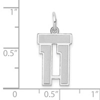 14K White Gold Small Satin Number 11 Charm view 4