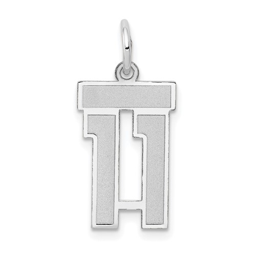 14K White Gold Small Satin Number 11 Charm