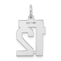 14K White Gold Small Satin Number 12 Charm view 3