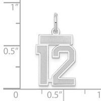 14K White Gold Small Satin Number 12 Charm view 4