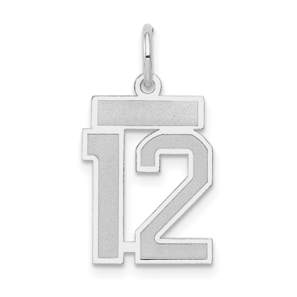 14K White Gold Small Satin Number 12 Charm