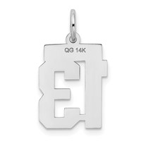 14K White Gold Small Satin Number 13 Charm view 3