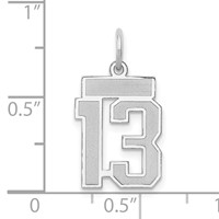 14K White Gold Small Satin Number 13 Charm view 4