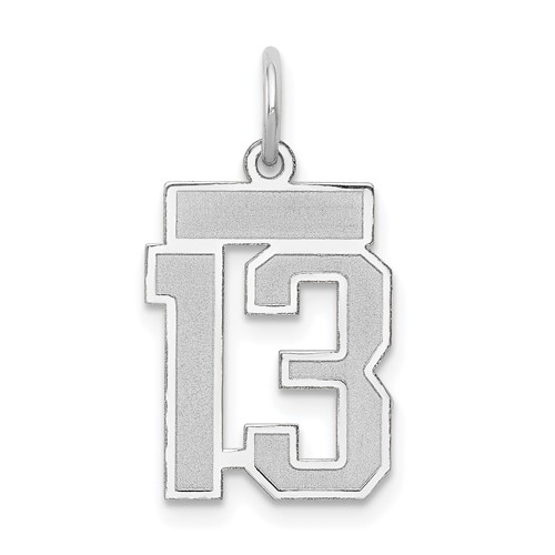 14K White Gold Small Satin Number 13 Charm