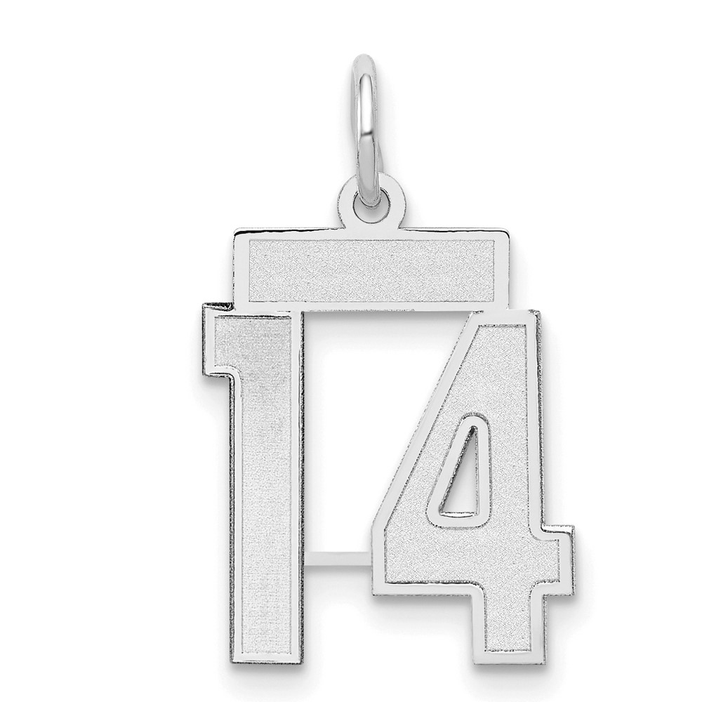 14K White Gold Small Satin Number 14 Charm
