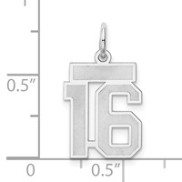 14K White Gold Small Satin Number 16 Charm view 4