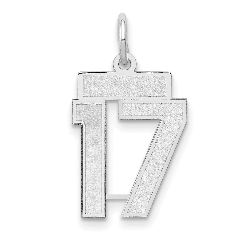 14K White Gold Small Satin Number 17 Charm