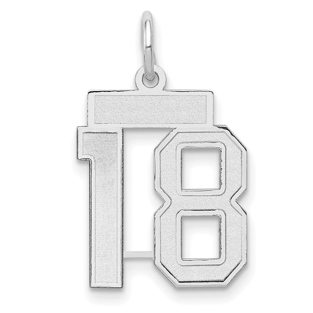 14K White Gold Small Satin Number 18 Charm