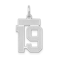 14K White Gold Small Satin Number 19 Charm view 1