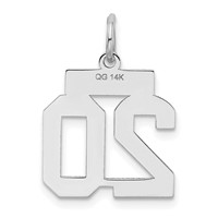14K White Gold Small Satin Number 20 Charm view 3