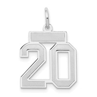 14K White Gold Small Satin Number 20 Charm view 1