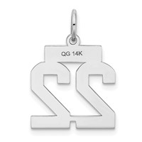 14K White Gold Small Satin Number 22 Charm view 3