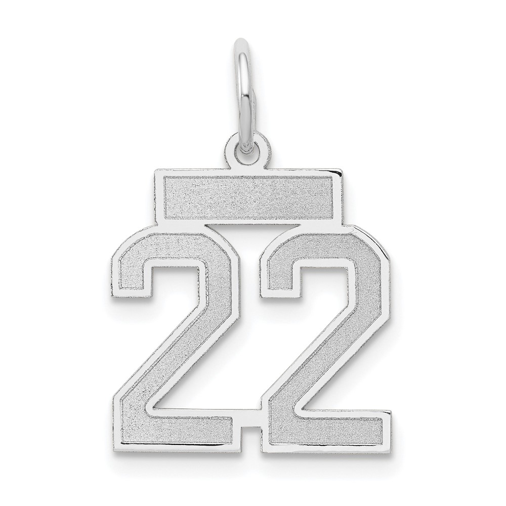 14K White Gold Small Satin Number 22 Charm