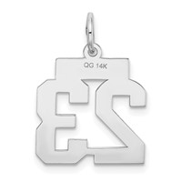 14K White Gold Small Satin Number 23 Charm view 4