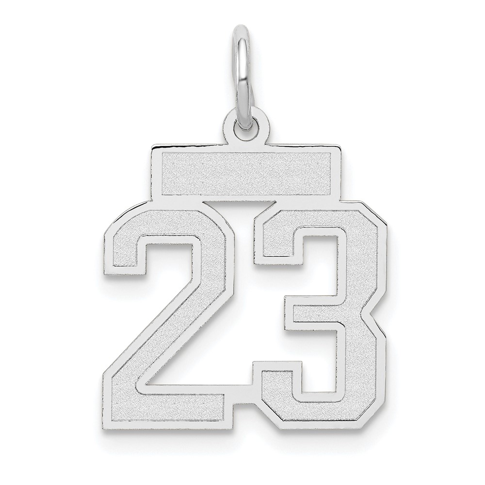 14K White Gold Small Satin Number 23 Charm