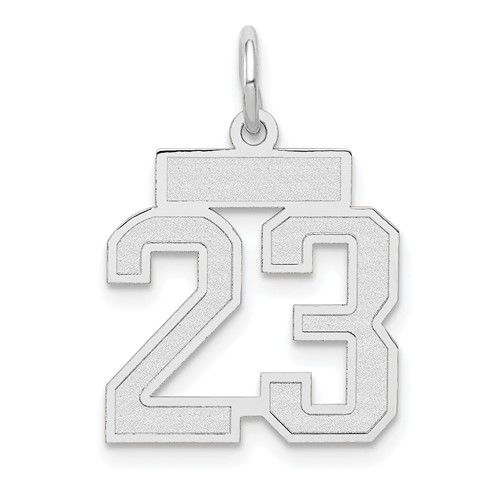14K White Gold Small Satin Number 23 Charm