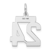 14K White Gold Small Satin Number 24 Charm view 3