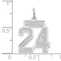14K White Gold Small Satin Number 24 Charm view 4