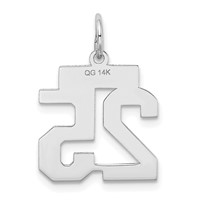 14K White Gold Small Satin Number 25 Charm view 3