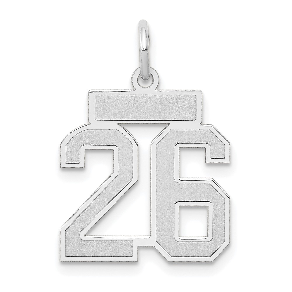 14K White Gold Small Satin Number 26 Charm
