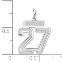 14K White Gold Small Satin Number 27 Charm view 3