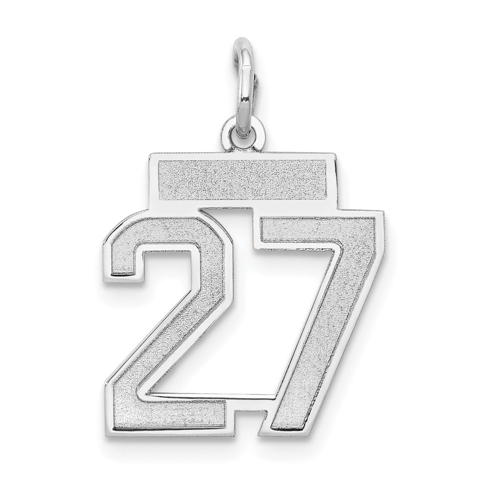 14K White Gold Small Satin Number 27 Charm