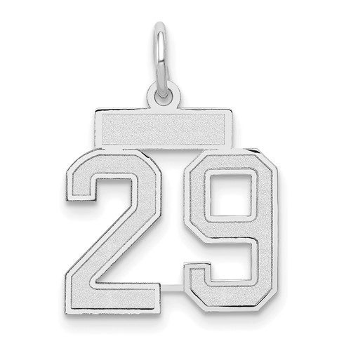 14K White Gold Small Satin Number 29 Charm