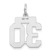 14K White Gold Small Satin Number 30 Charm view 3