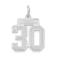 14K White Gold Small Satin Number 30 Charm view 1