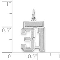 14K White Gold Small Satin Number 31 Charm view 3