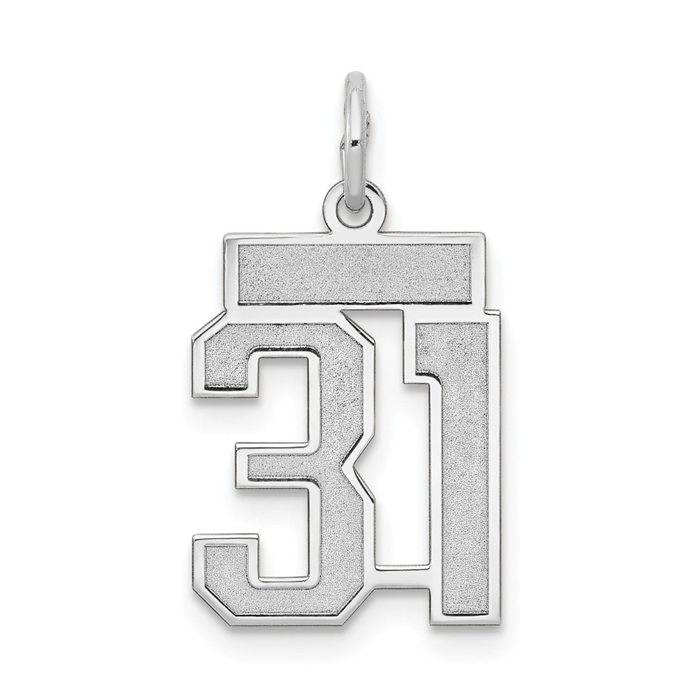 14K White Gold Small Satin Number 31 Charm