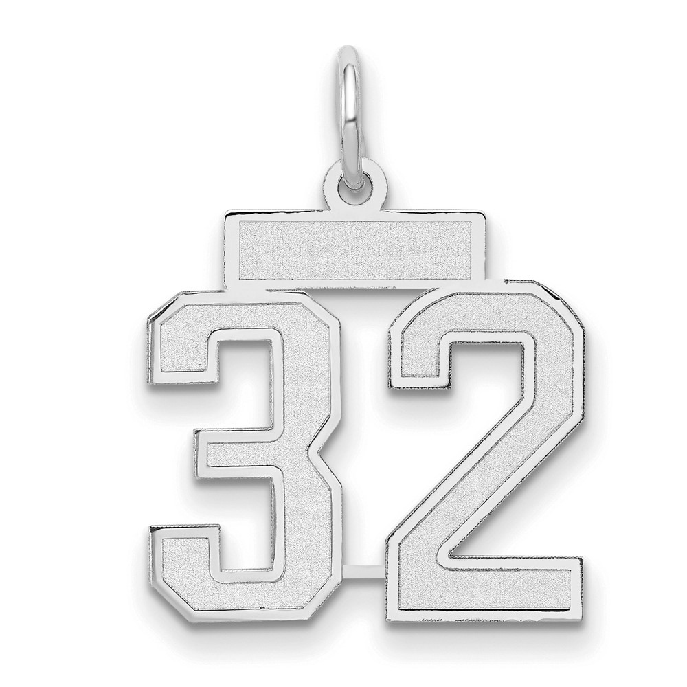 14K White Gold Small Satin Number 32 Charm