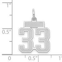 14K White Gold Small Satin Number 33 Charm view 3