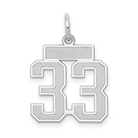 14K White Gold Small Satin Number 33 Charm view 1