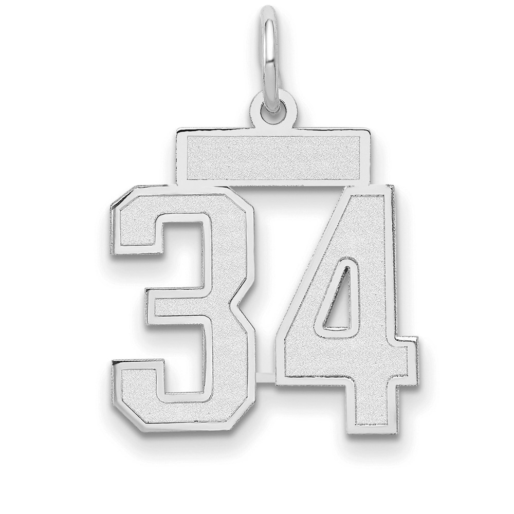 14K White Gold Small Satin Number 34 Charm