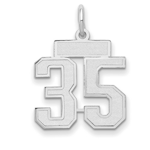 14K White Gold Small Satin Number 35 Charm