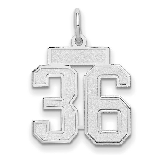 14K White Gold Small Satin Number 36 Charm