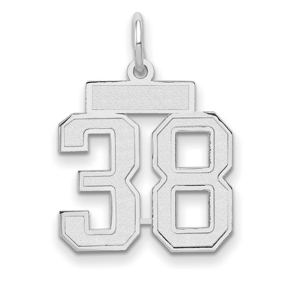 14K White Gold Small Satin Number 38 Charm