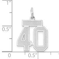 14K White Gold Small Satin Number 40 Charm view 4