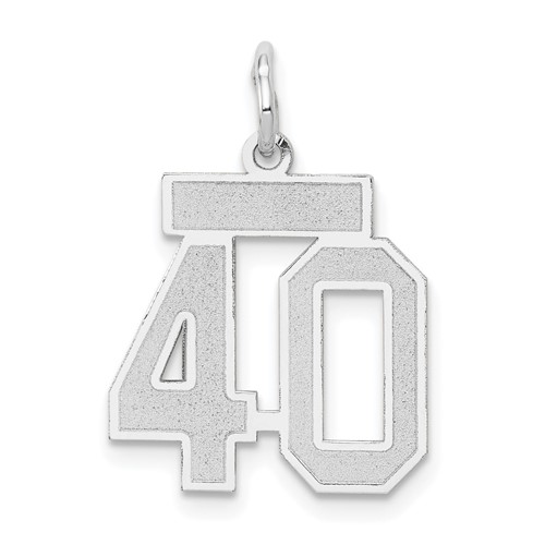 14K White Gold Small Satin Number 40 Charm