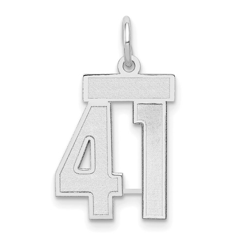 14K White Gold Small Satin Number 41 Charm