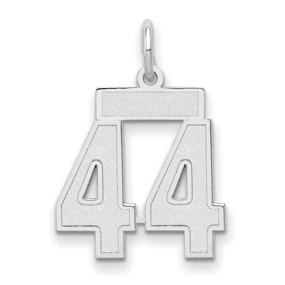 14K White Gold Small Satin Number 44 Charm