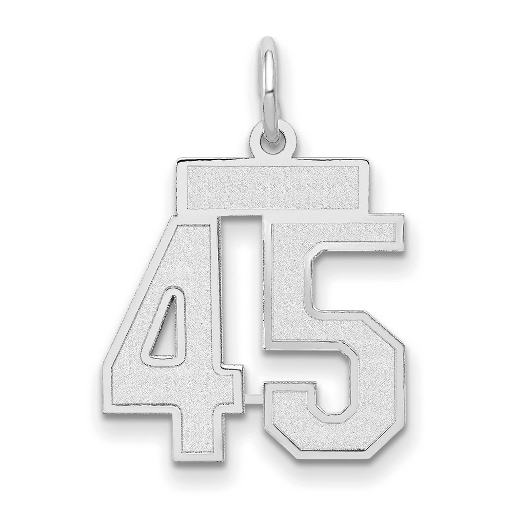 14K White Gold Small Satin Number 45 Charm