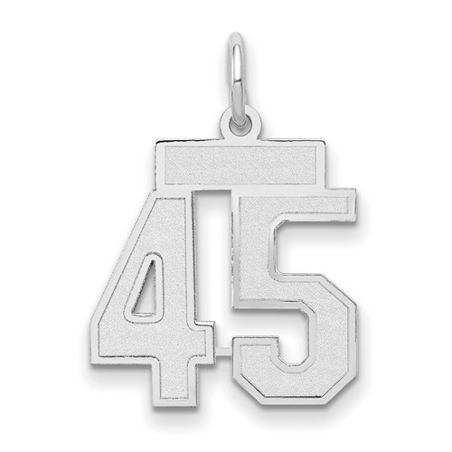 14K White Gold Small Satin Number 45 Charm